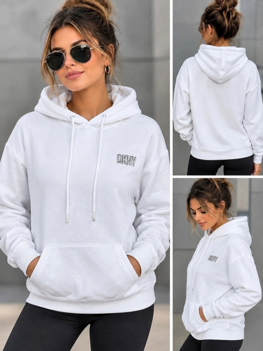 DKNY White Pullover Hoodie